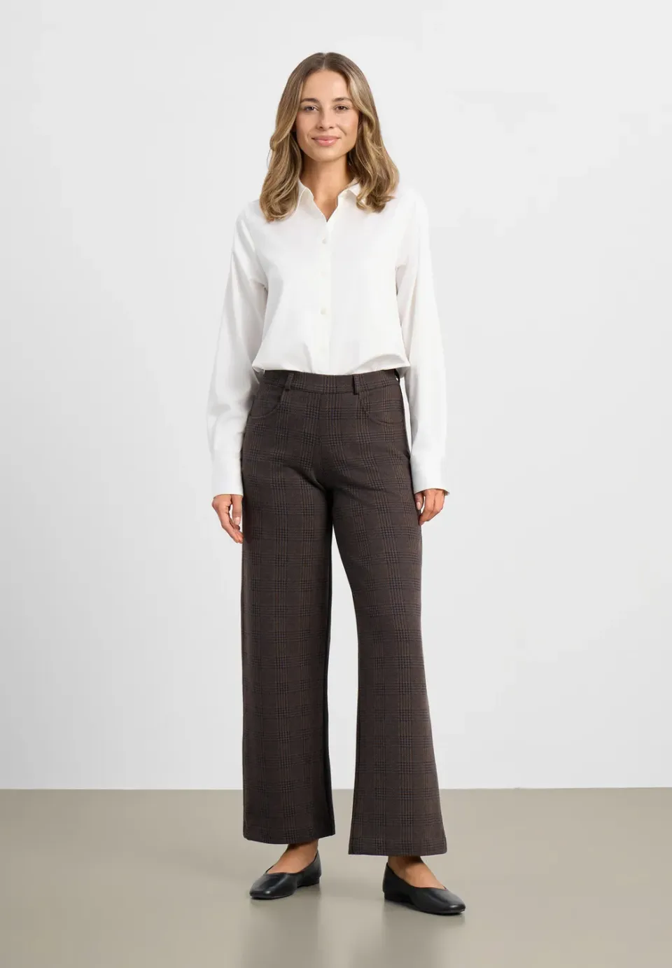 Donna Loose broek brown navy check viscose
