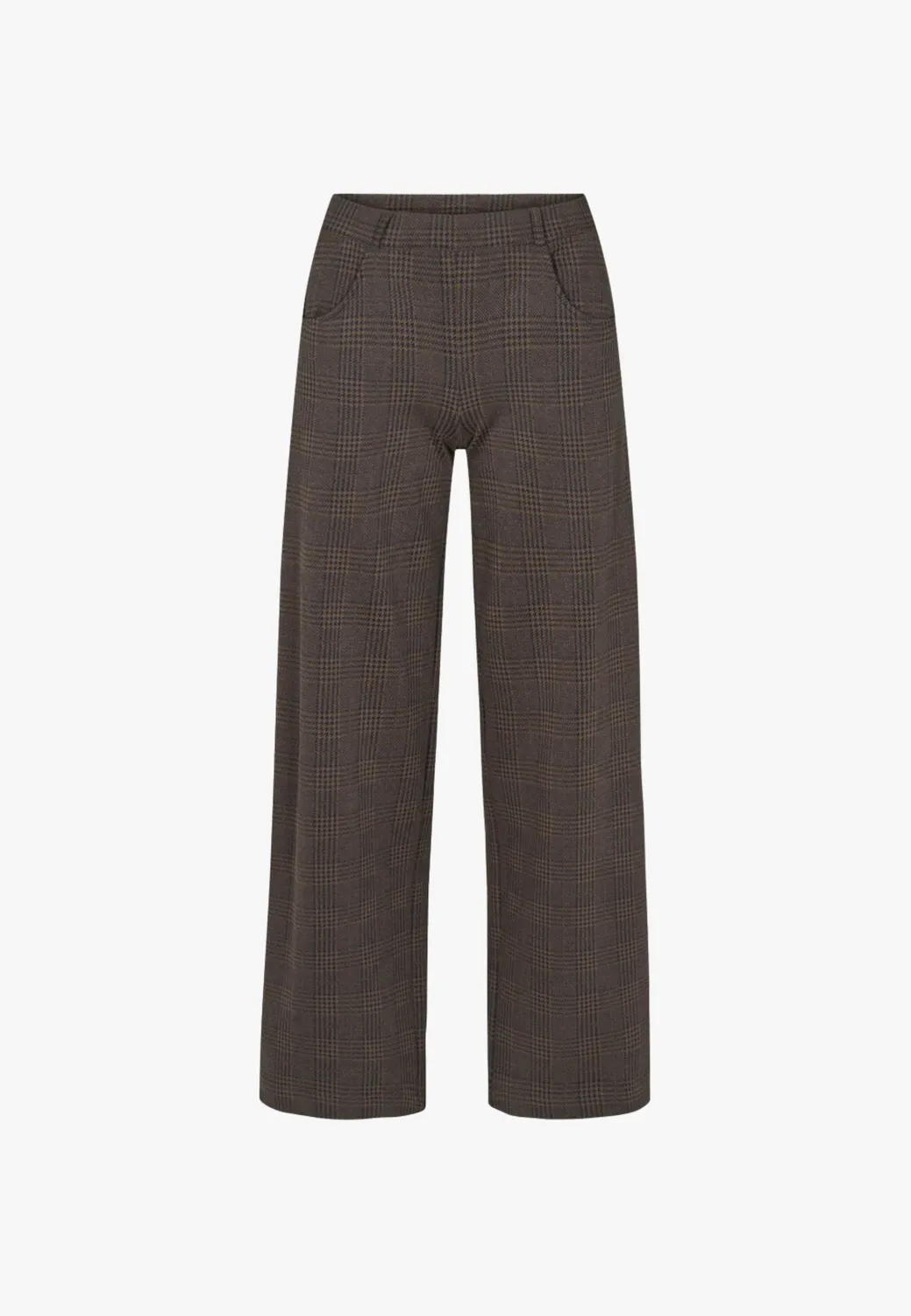 Donna Loose broek brown navy check viscose