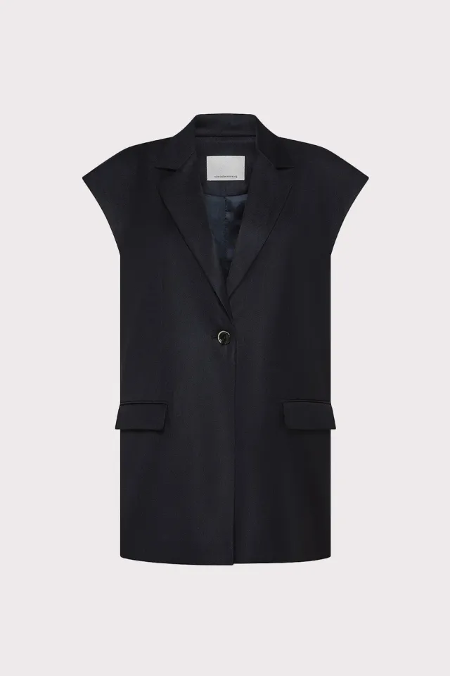 Nine In The Morning Taylor Gilet Zwart wol zijde slim