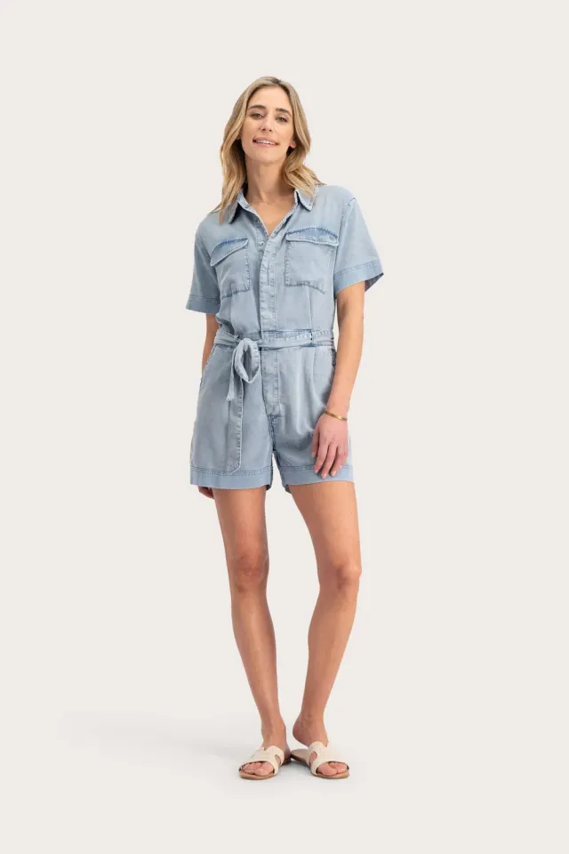 Florez Noortje jumpsuit Soft Blue korte mouw