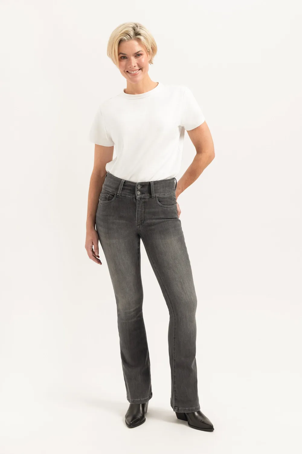 Florez Bodine Flared jeans grijs high waist