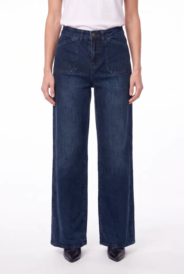 Florez Divina wide leg jeans classic indigo donker