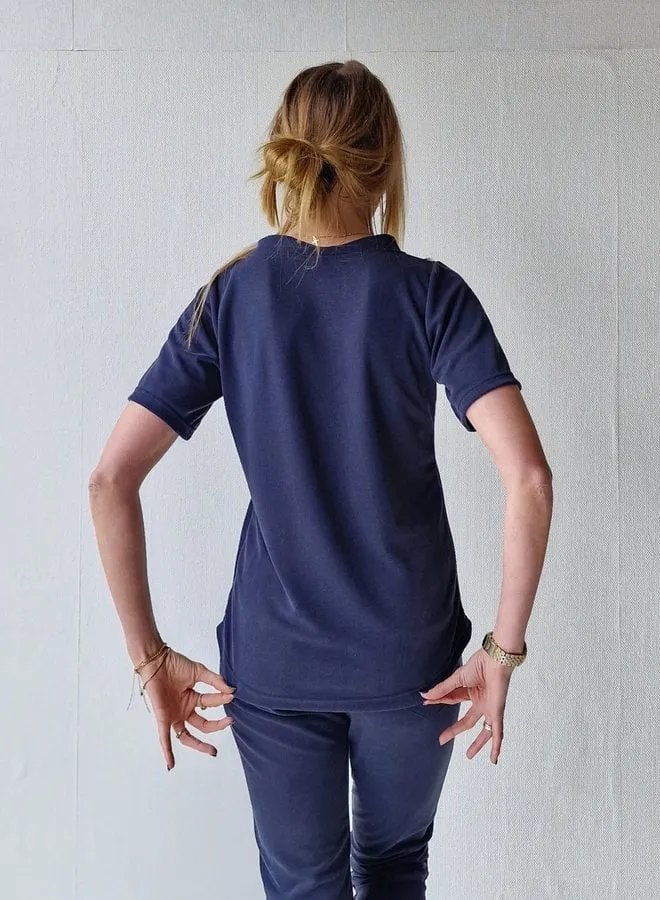 Langeleggings Charlie V-hals Shirt Modal Donkerblauw