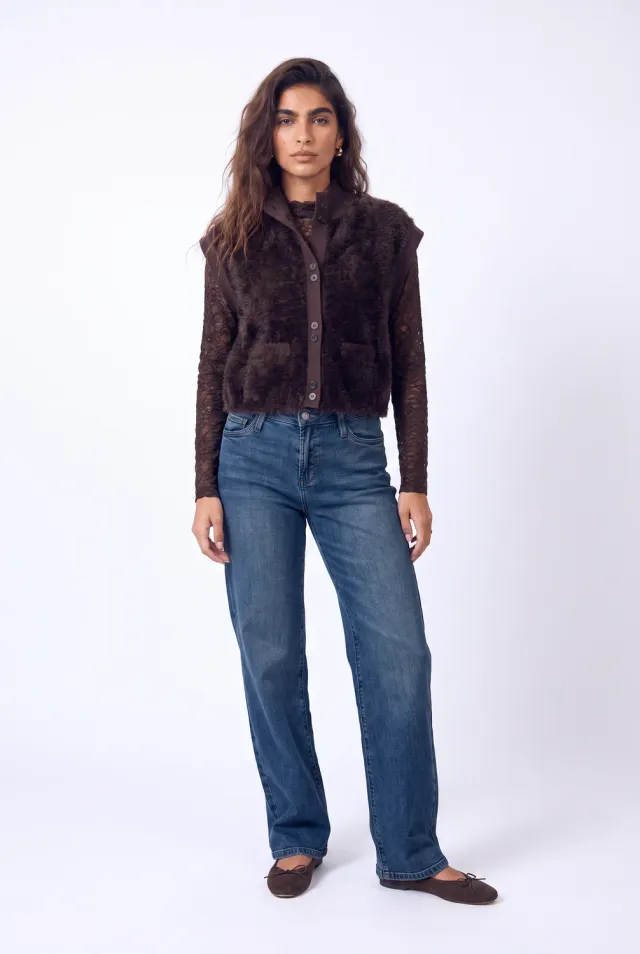 Florez Sophie Straight jeans sea blue mid-waist