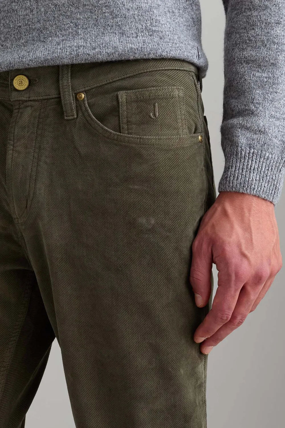 Jeckerson Jordan slim fit ribfluwelen broek groen