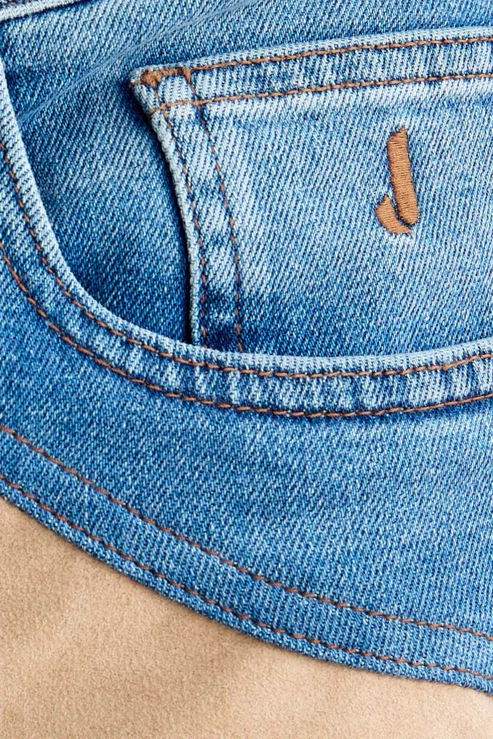 Jeckerson James skinny jeans blauw Alcantara beige