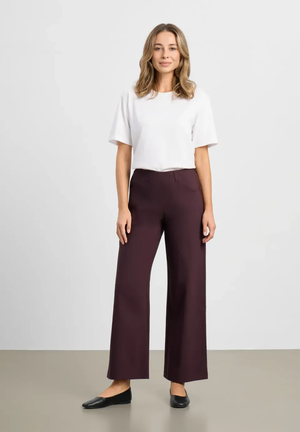 Laurie Donna Loose SL broek dark plum wijd