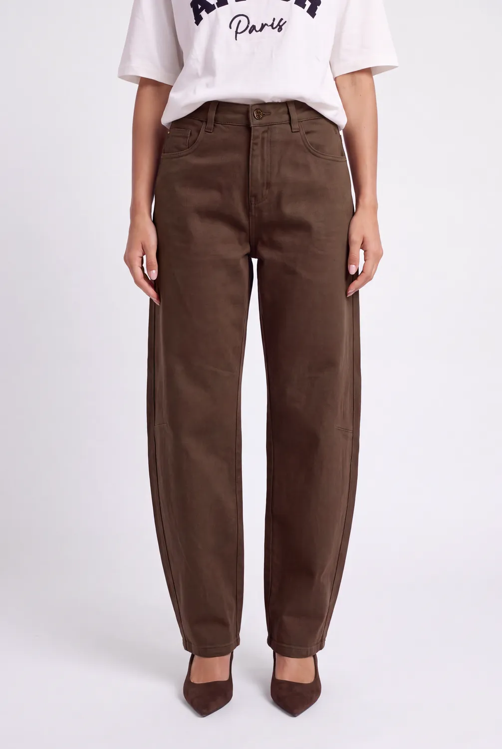 Florez Onnedie barrel jeans donkerbruin