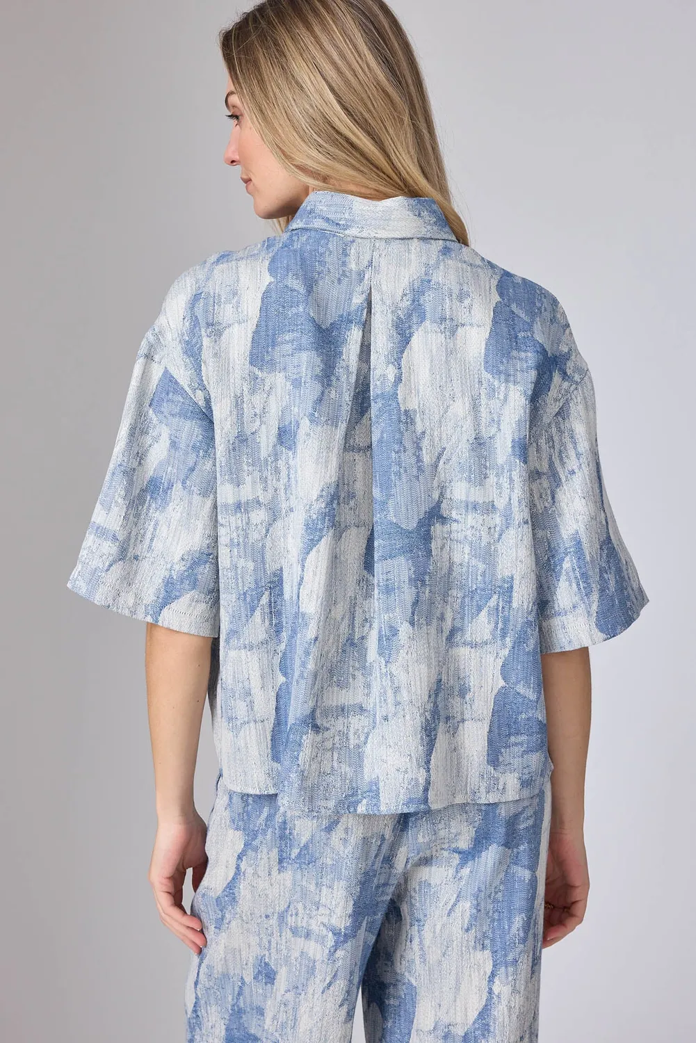 Corel Mila Denim Jaquard blouse boxy fit