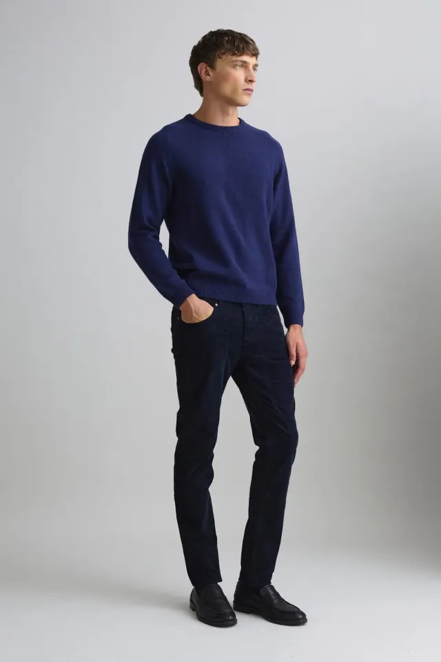 Jeckerson Girocollo raglan trui blauw melange wol
