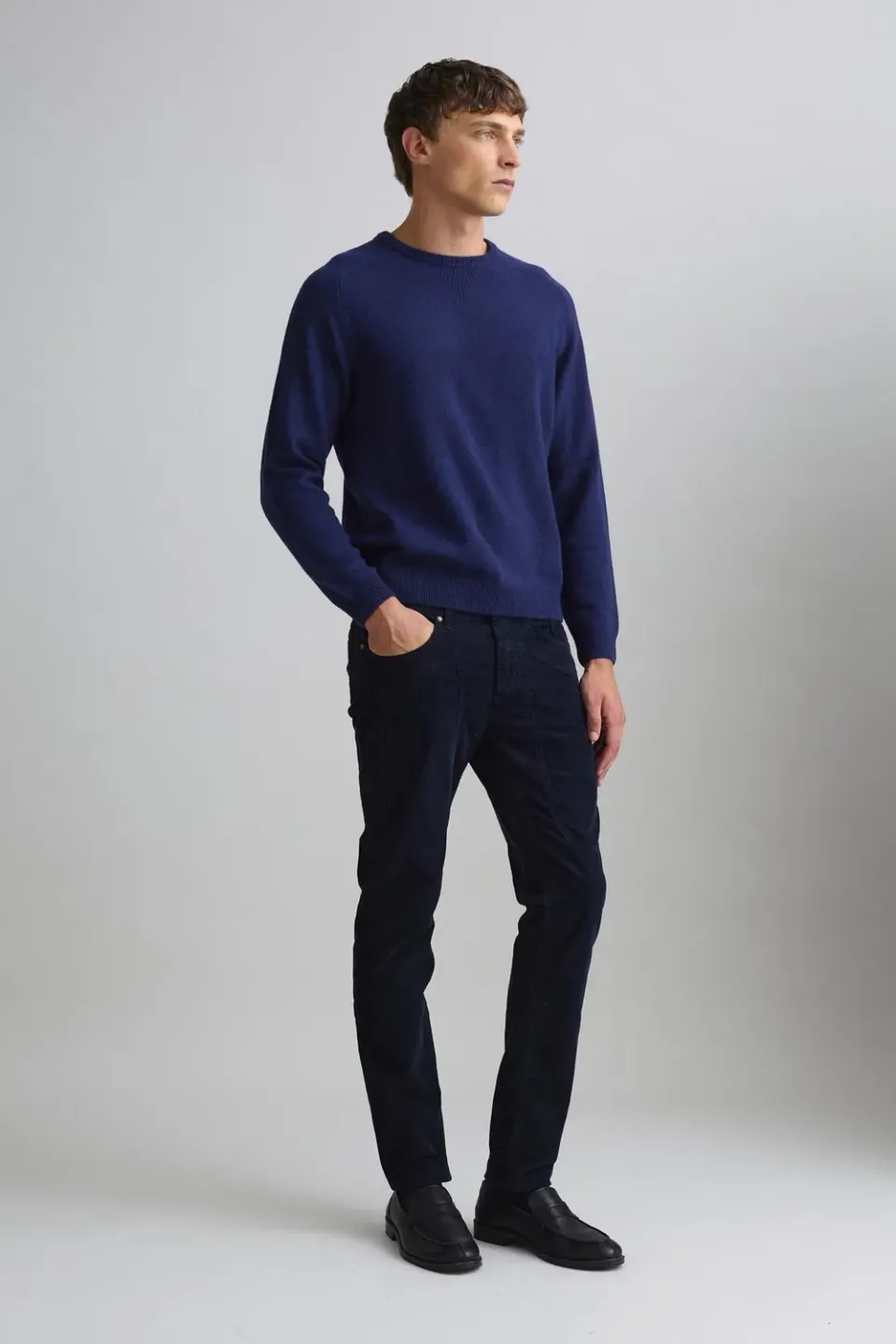 Jeckerson Girocollo raglan trui blauw melange wol