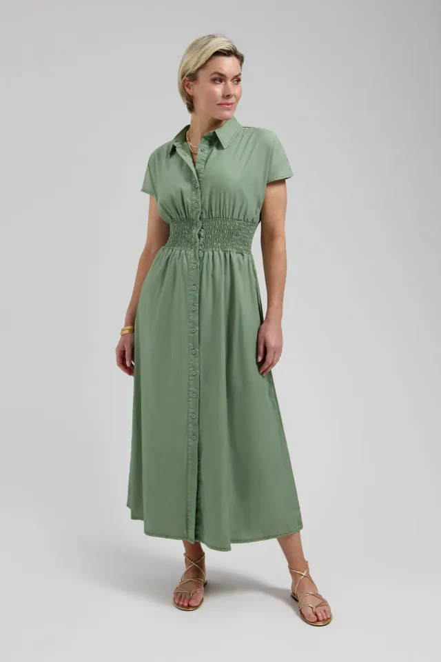 Florez Estelle jurk olijfgroen denim