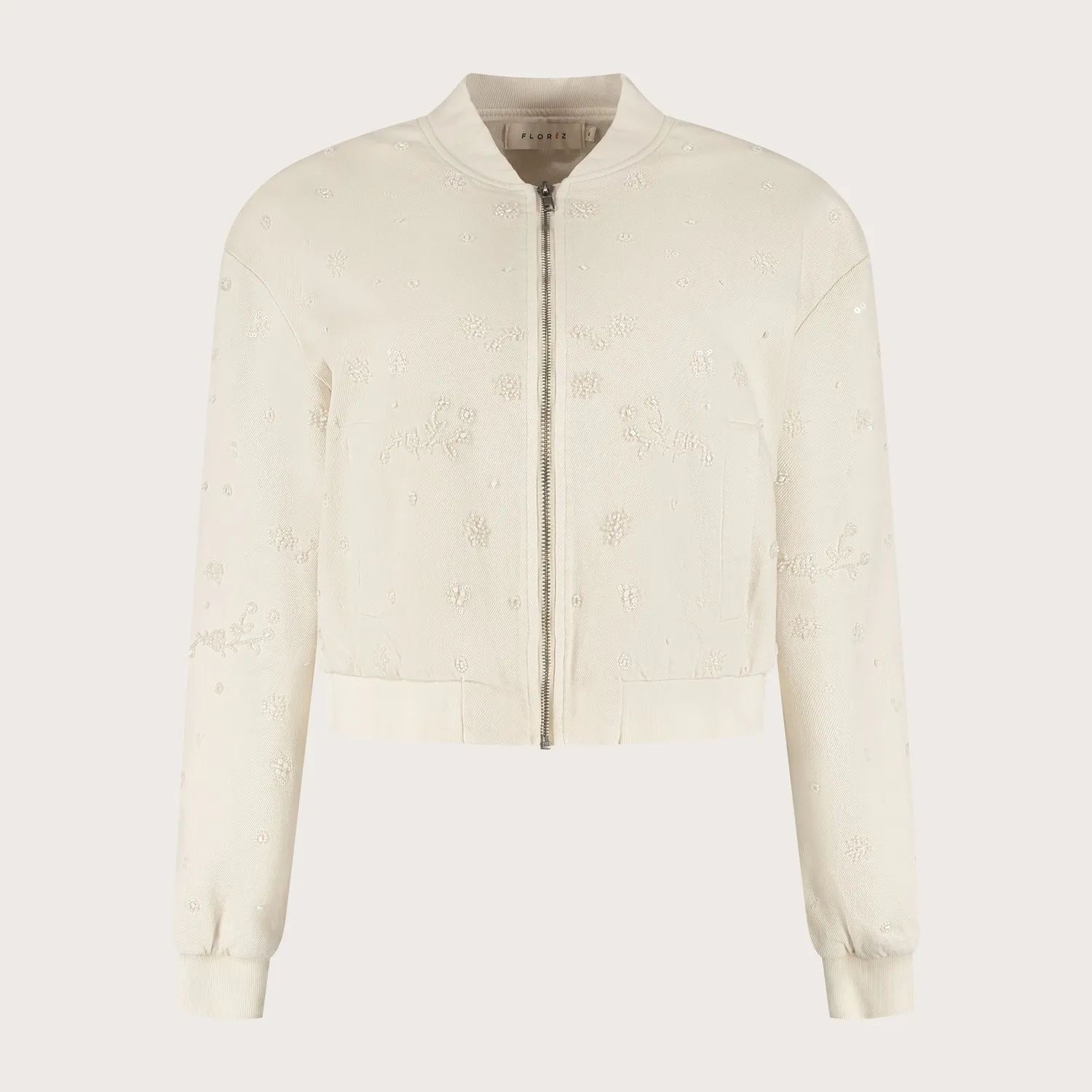 Florez Lola bomberjack wit off-white pailletten