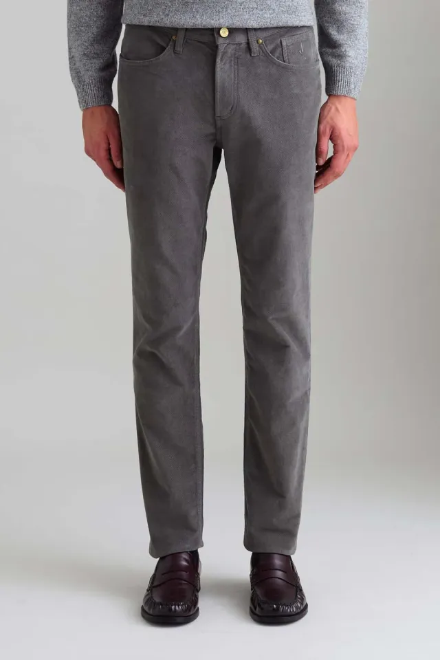 Jeckerson Jordan fluwelen broek slim fit staalgrijs
