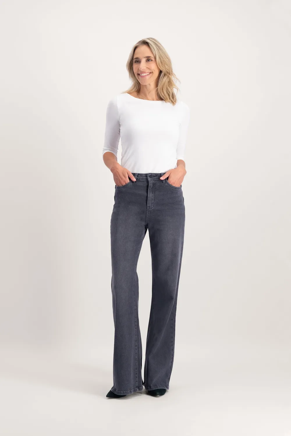 Florez Ana Flared jeans grijs hoge taille