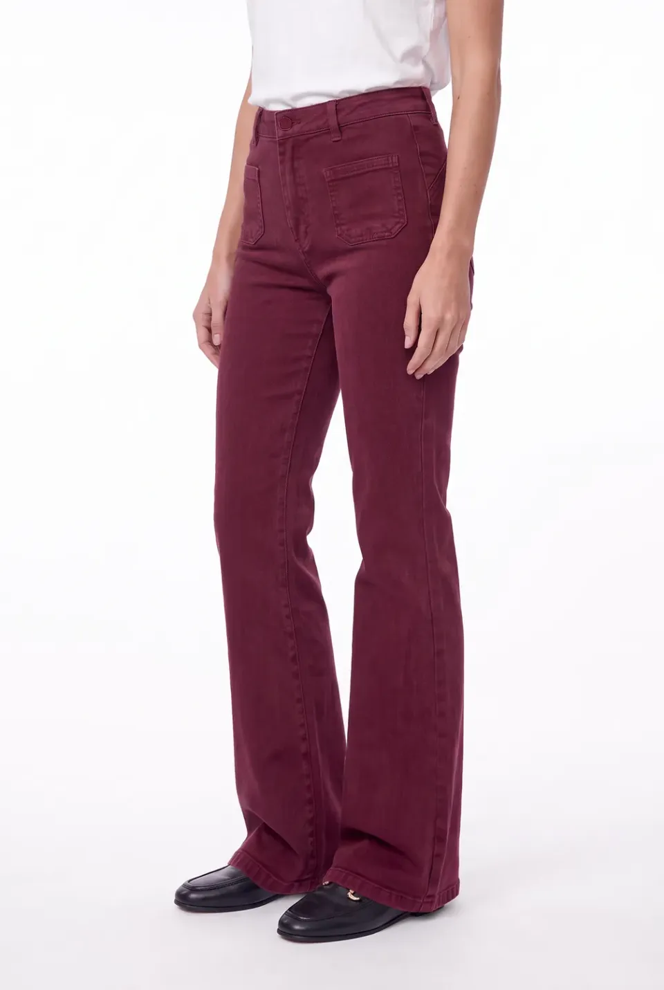 Florez Ana Flared Pocket jeans Mauve wine wijd