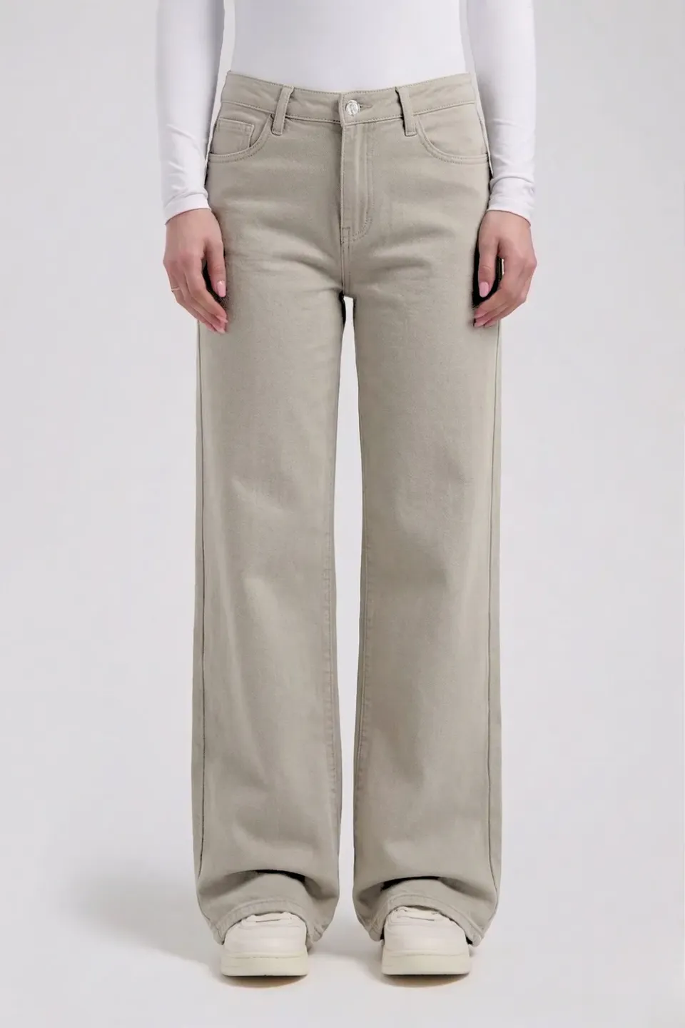 Florez Sophie Straight jeans Urban Taupe mid-waist