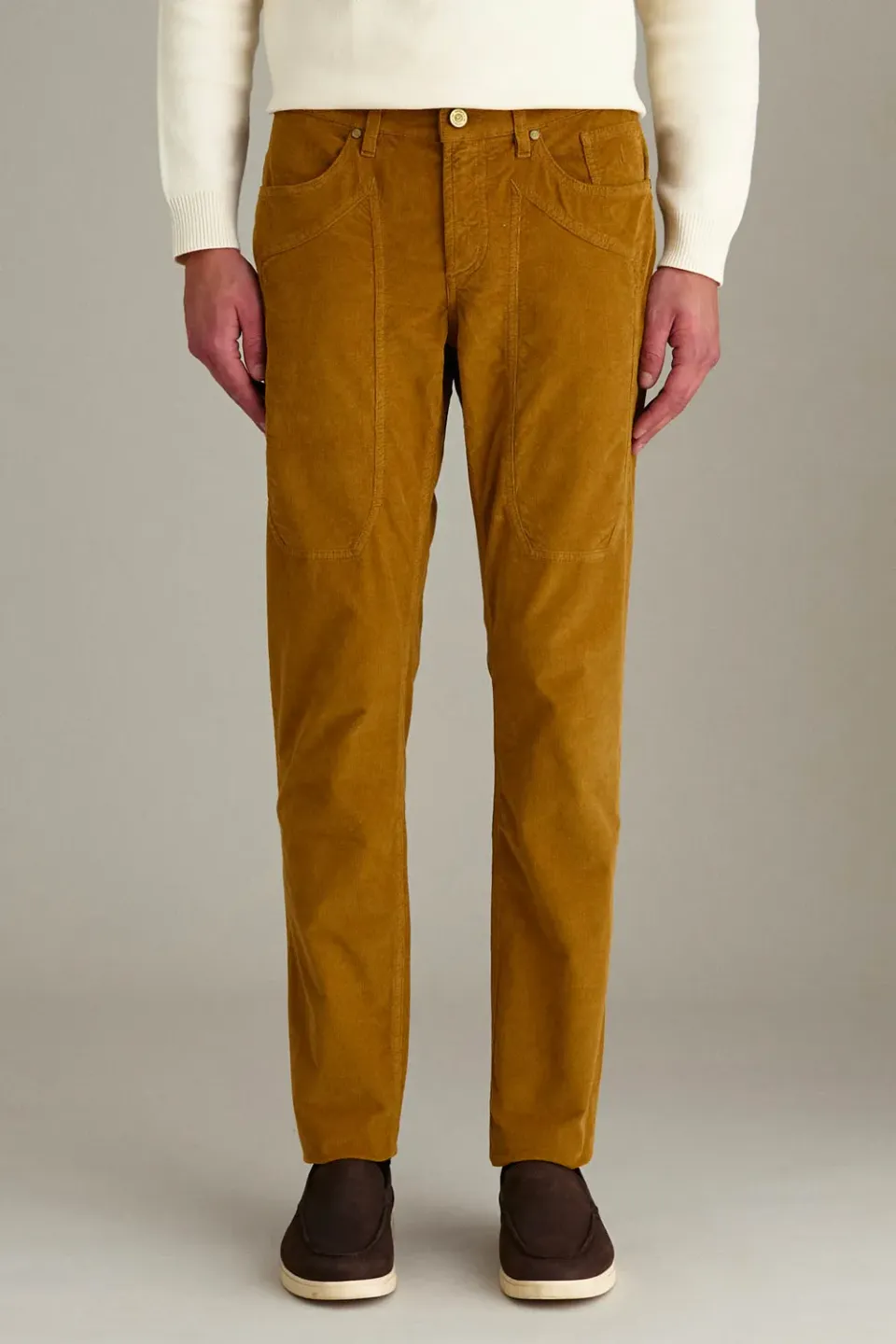 Jeckerson John broek slim fit geel cedro fluweel