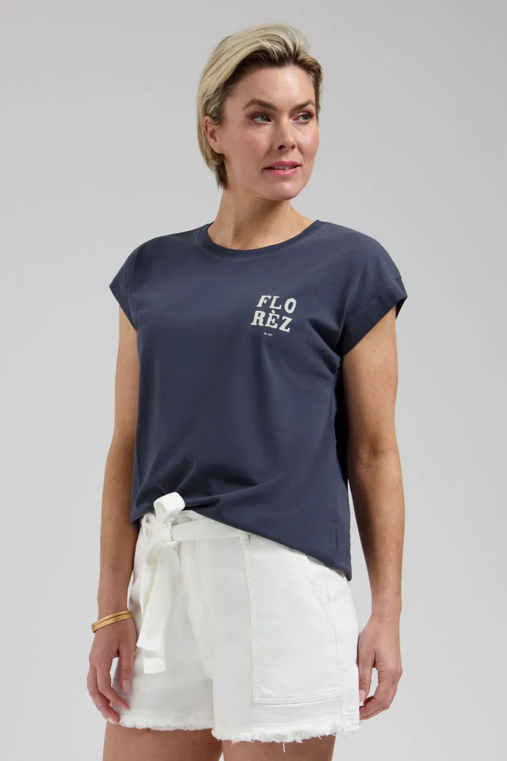 Florez Coco T-shirt Navy Blue zijdemix