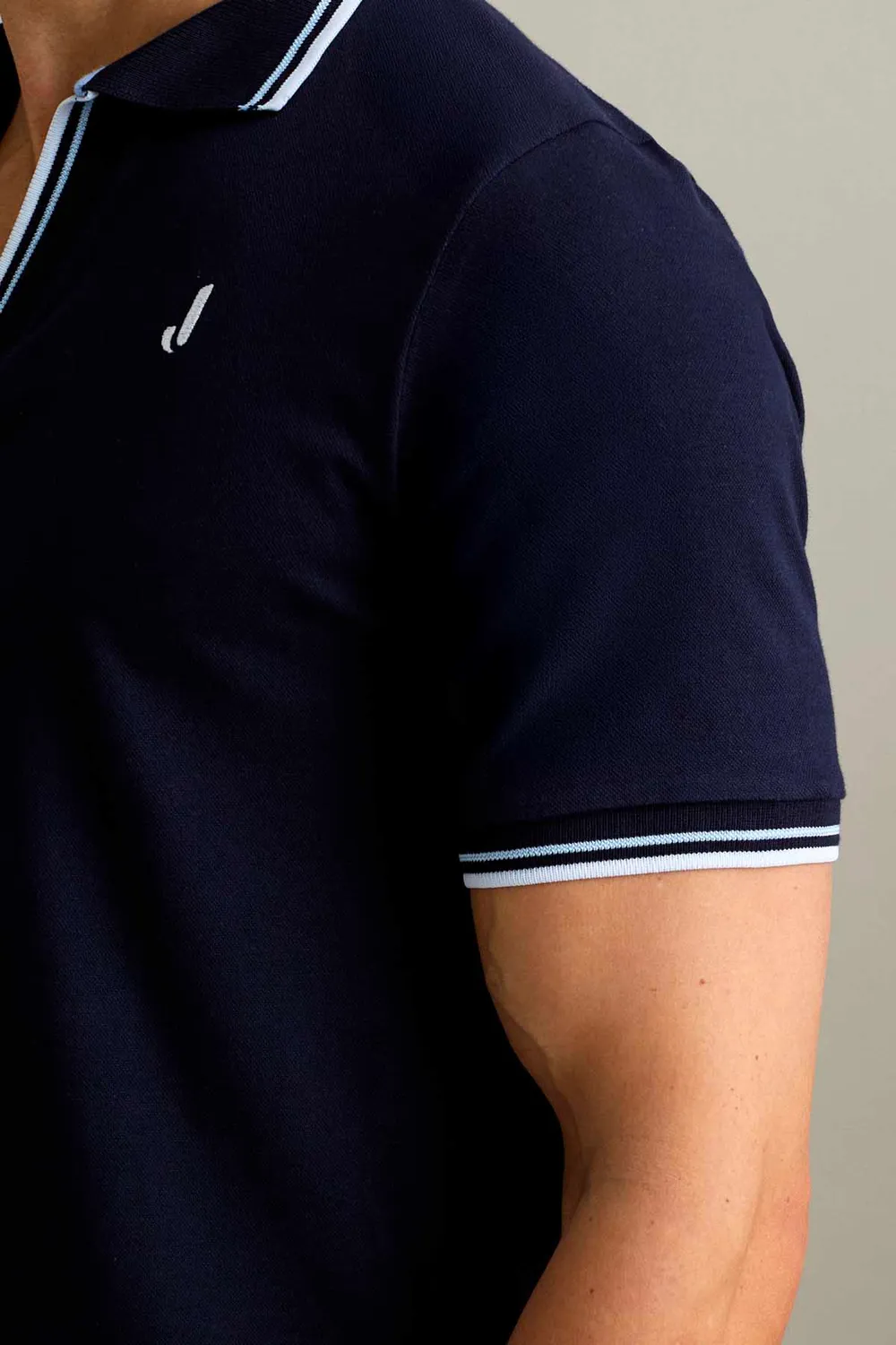 Jeckerson polo korte mouw V-hals piqué donkerblauw