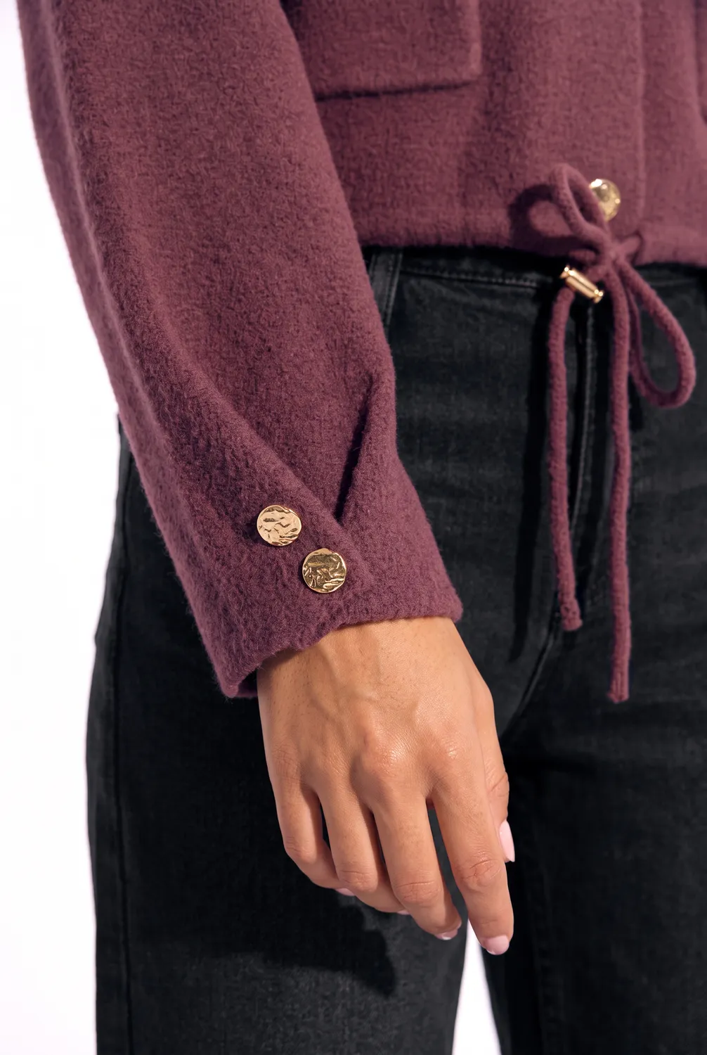 Florez Nina cardigan Mauve wine capuchon