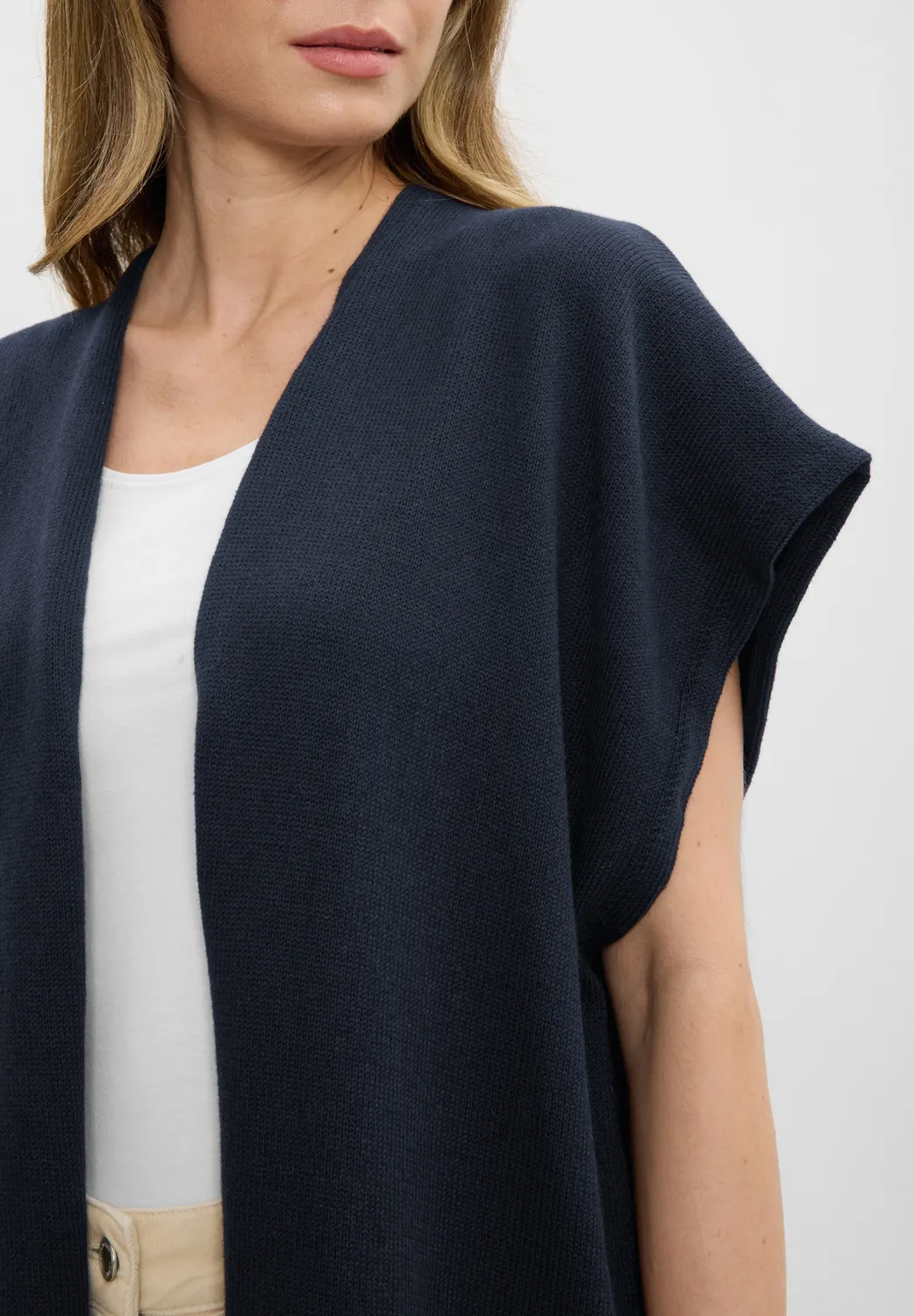Laurie Isabell vest dames navy merinowol