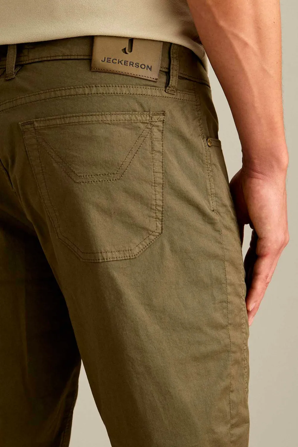 Jeckerson Jayden slim fit short militair groen katoen