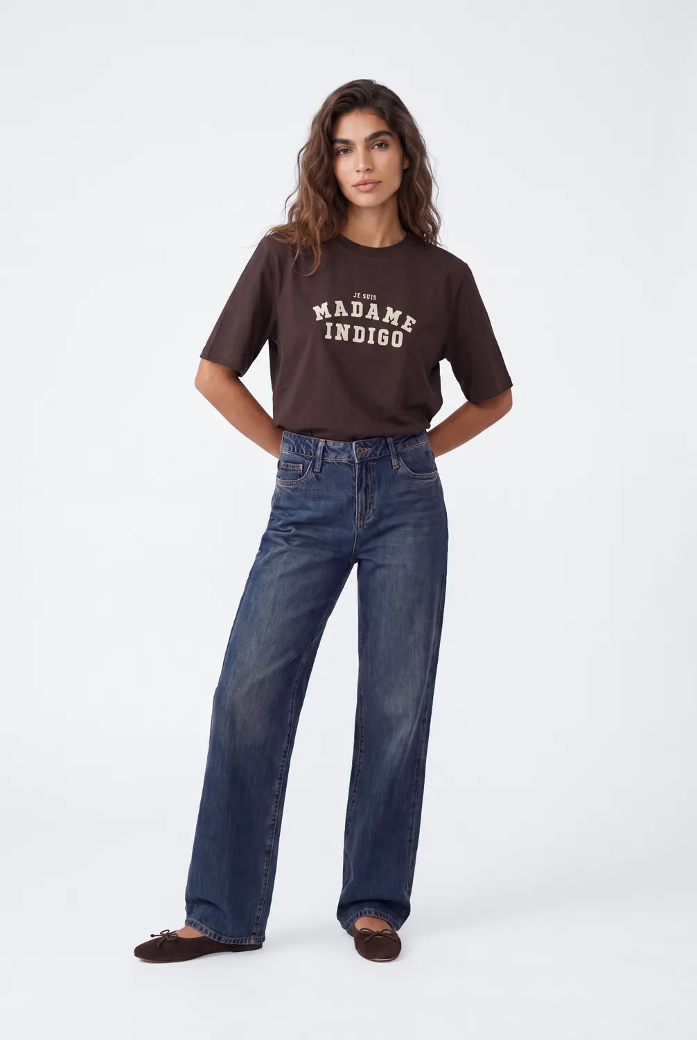 Florez Je suis t-shirt Brown korte mouw relaxed fit