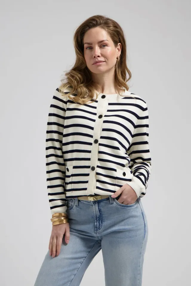 Florez Katerina cardigan vest blauw gestreept