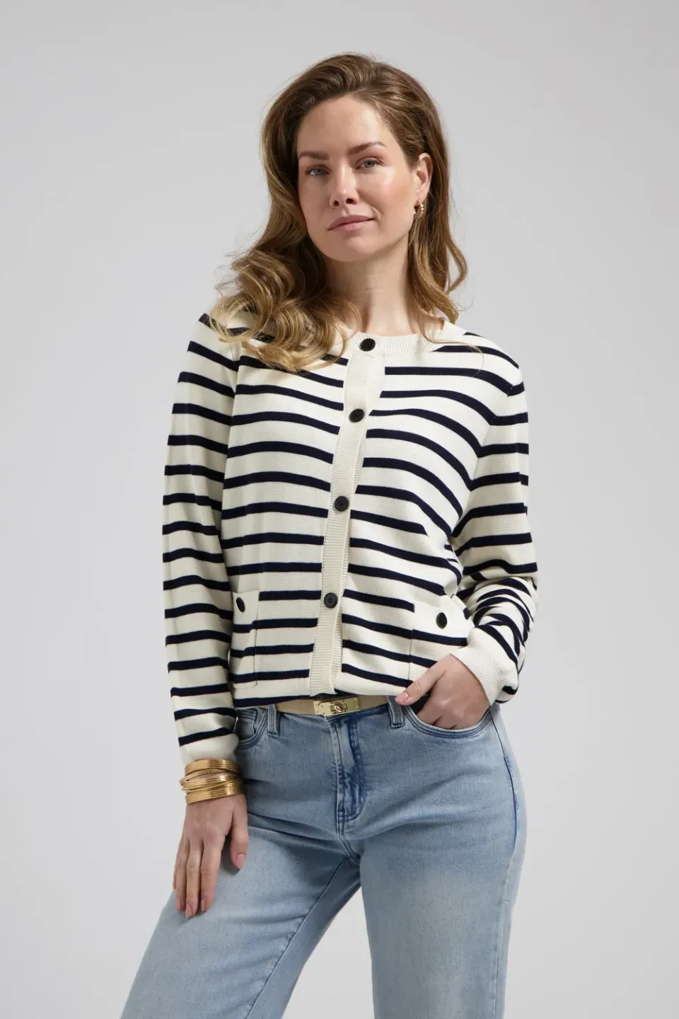 Florez Katerina cardigan vest blauw gestreept