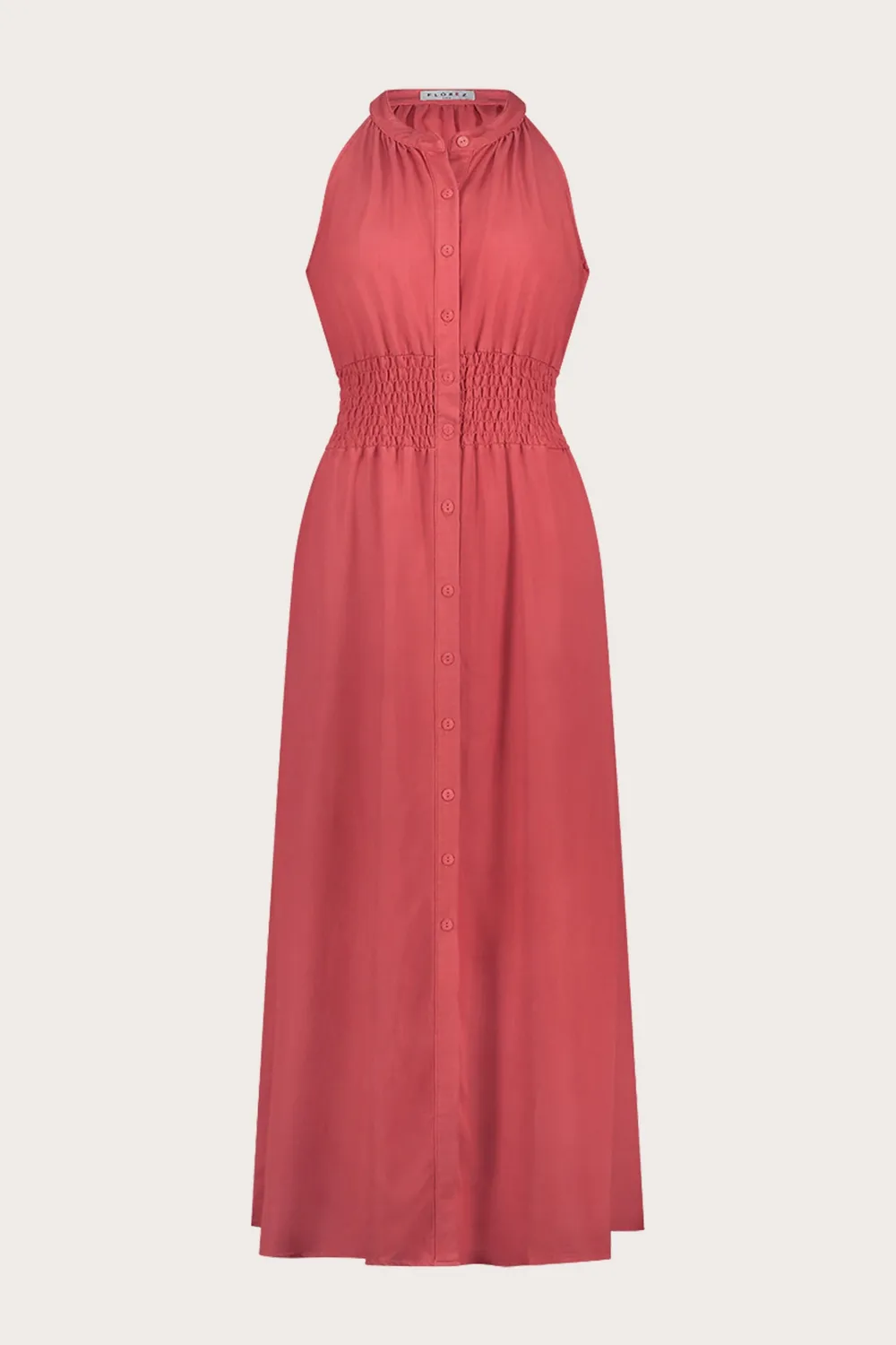Florez Coco maxi jurk poppy rood tencel