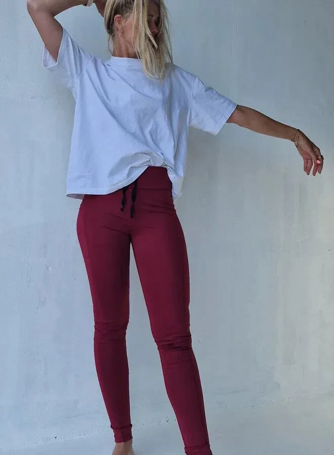Langeleggings Sportlegging wijnrood 34-36 met zak lang