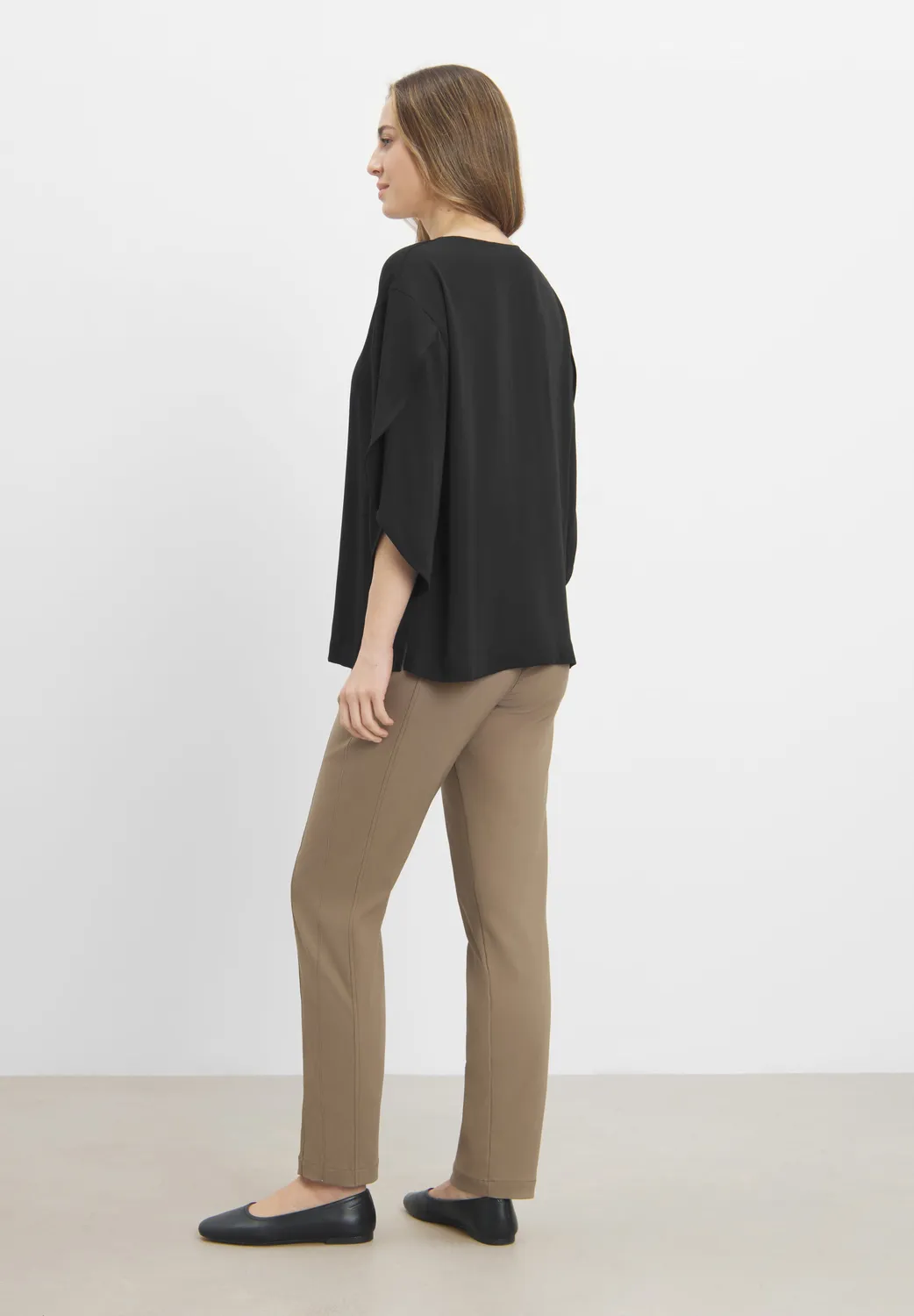 Laurie Nadine blouse 3/4 zwart V-hals