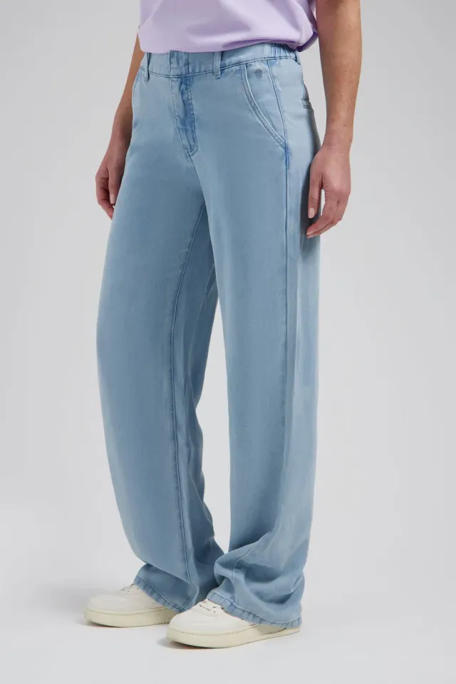 Florez Georgie broek light blue straight fit lyocell