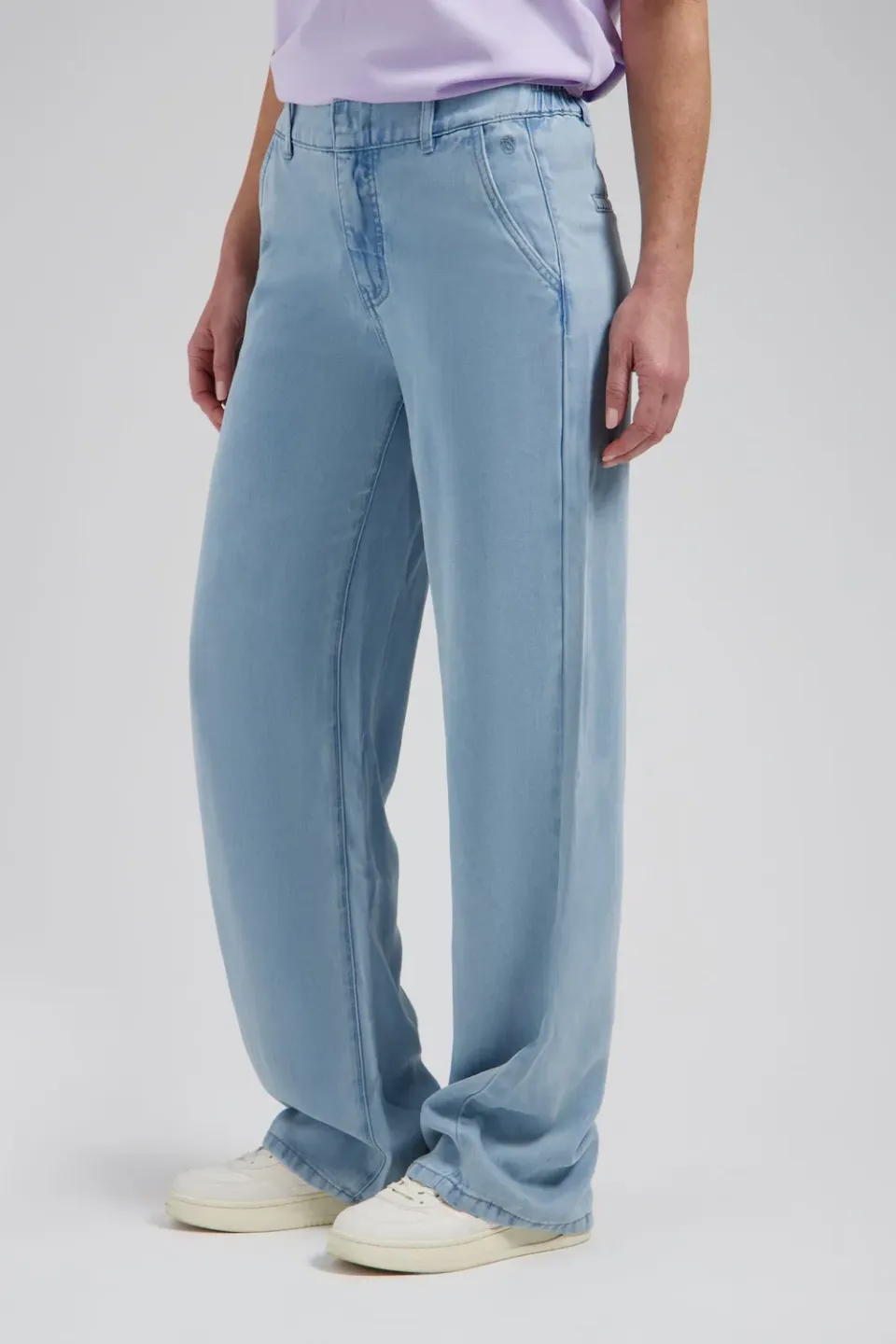 Florez Georgie broek light blue straight fit lyocell