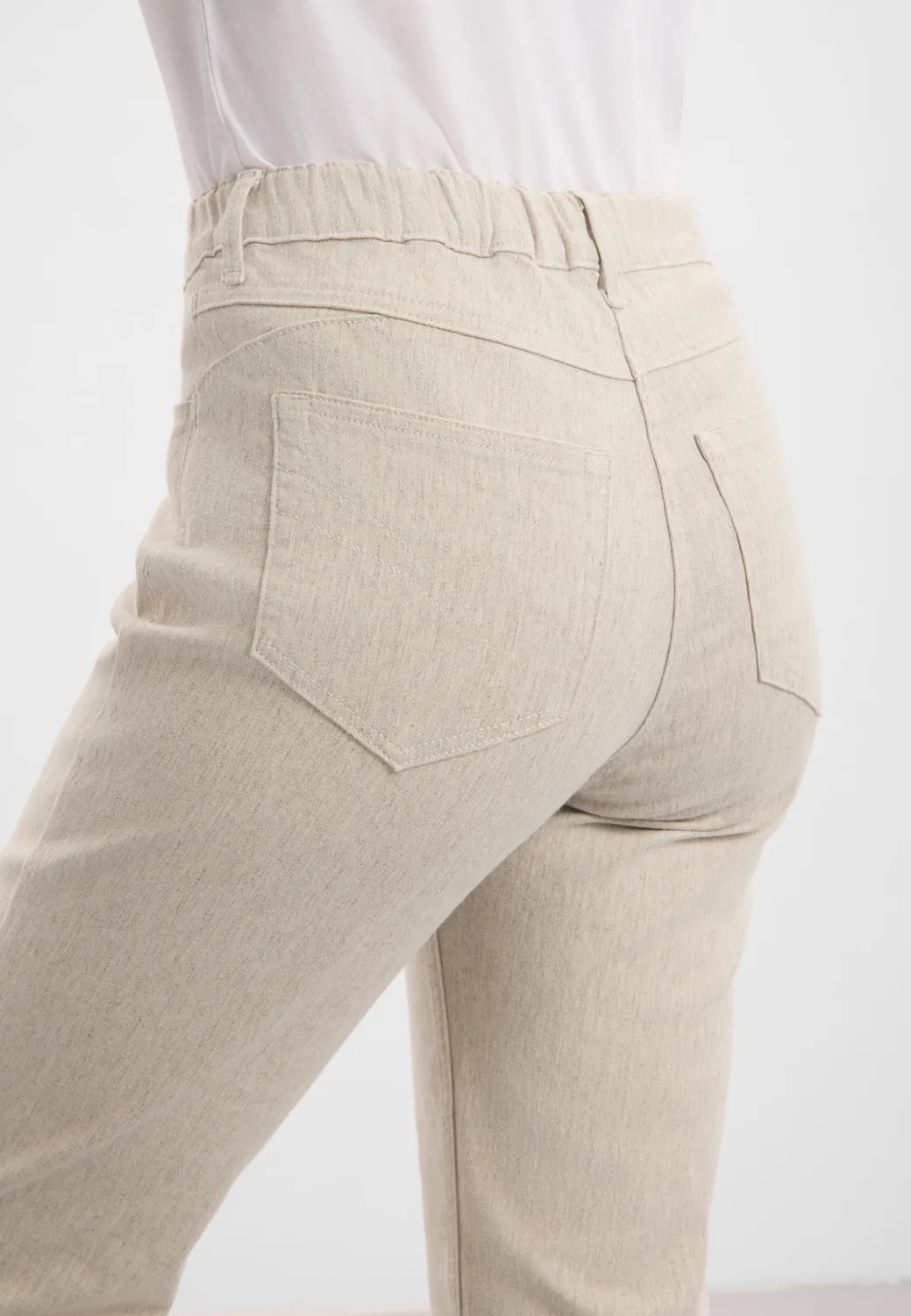 Laurie Hannah Regular XSL jeans Grey sand hemp kort