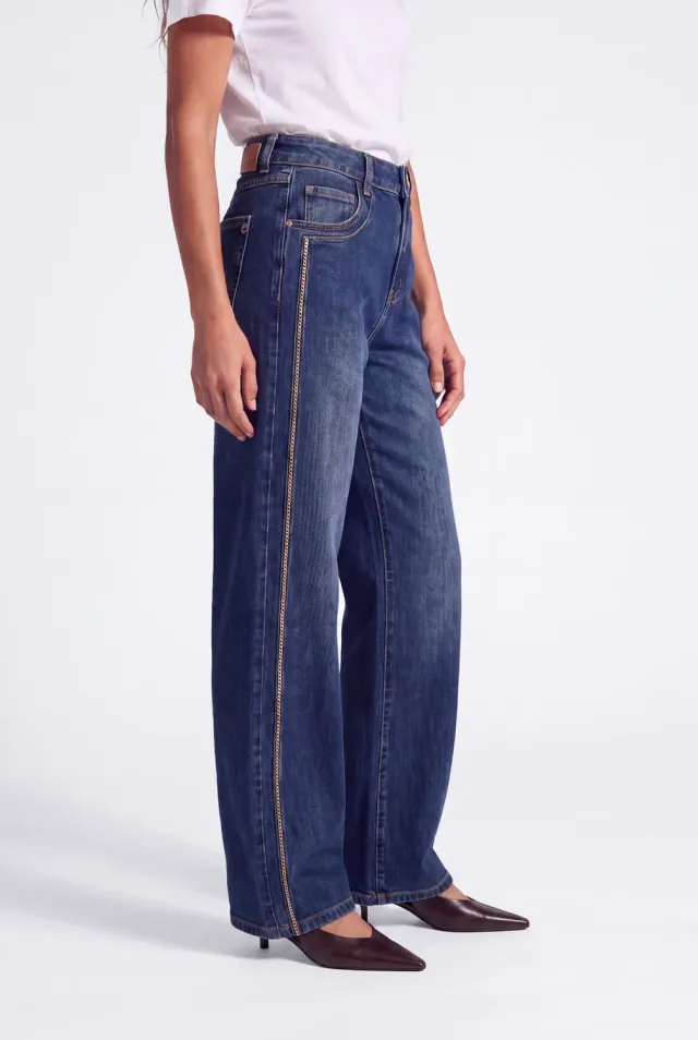 Florez Kiki jeans Fancy Blue met borduursel