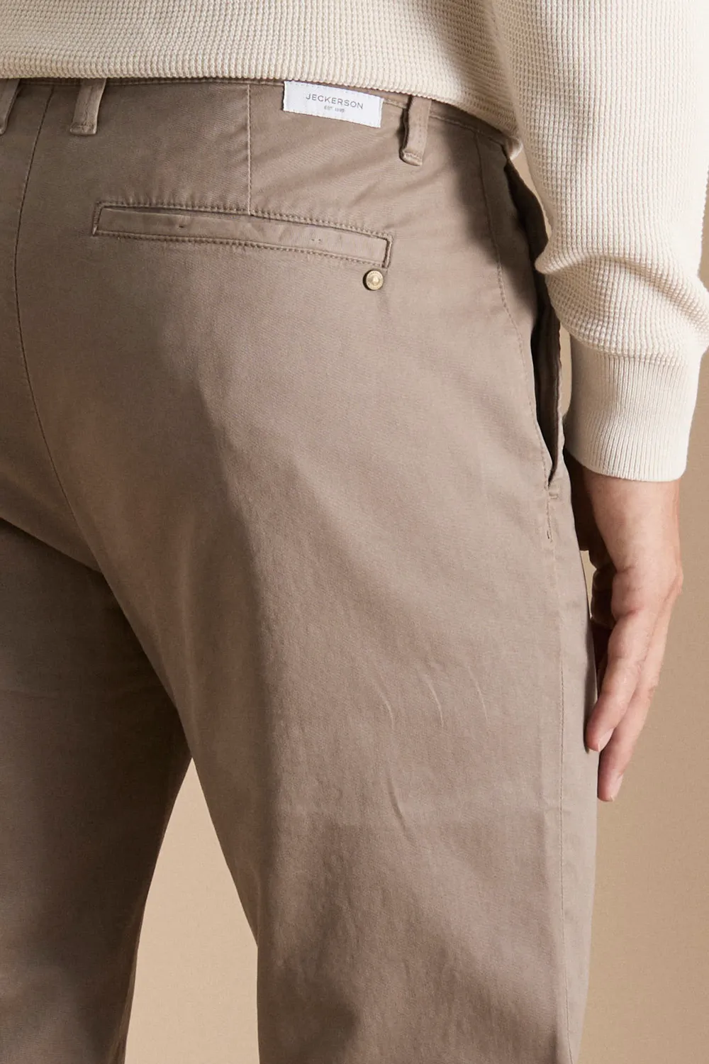 Jeckerson Jack slim fit chino beige katoen ruit