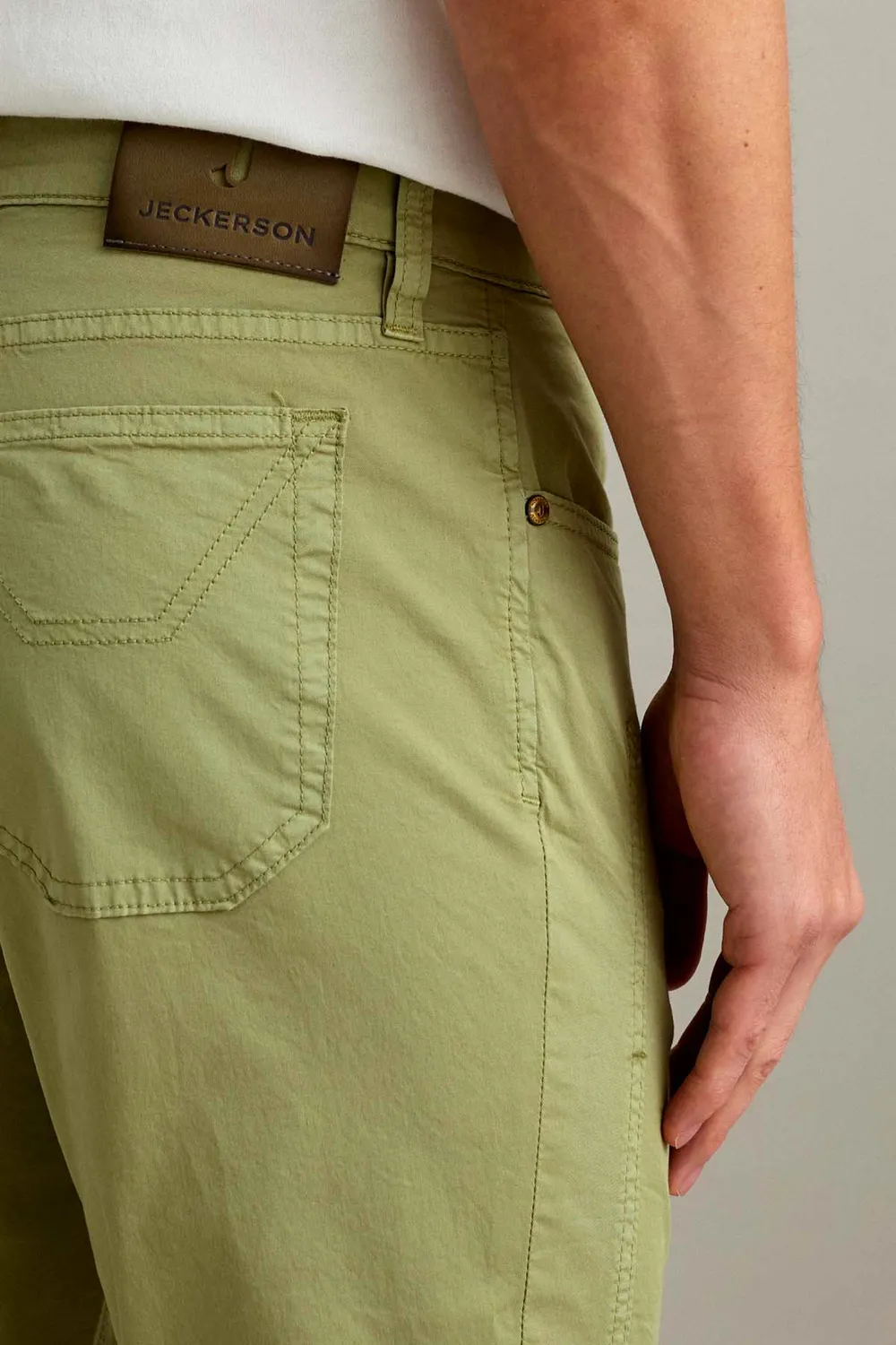 Jeckerson John Slim Fit broek saliegroen gabardine