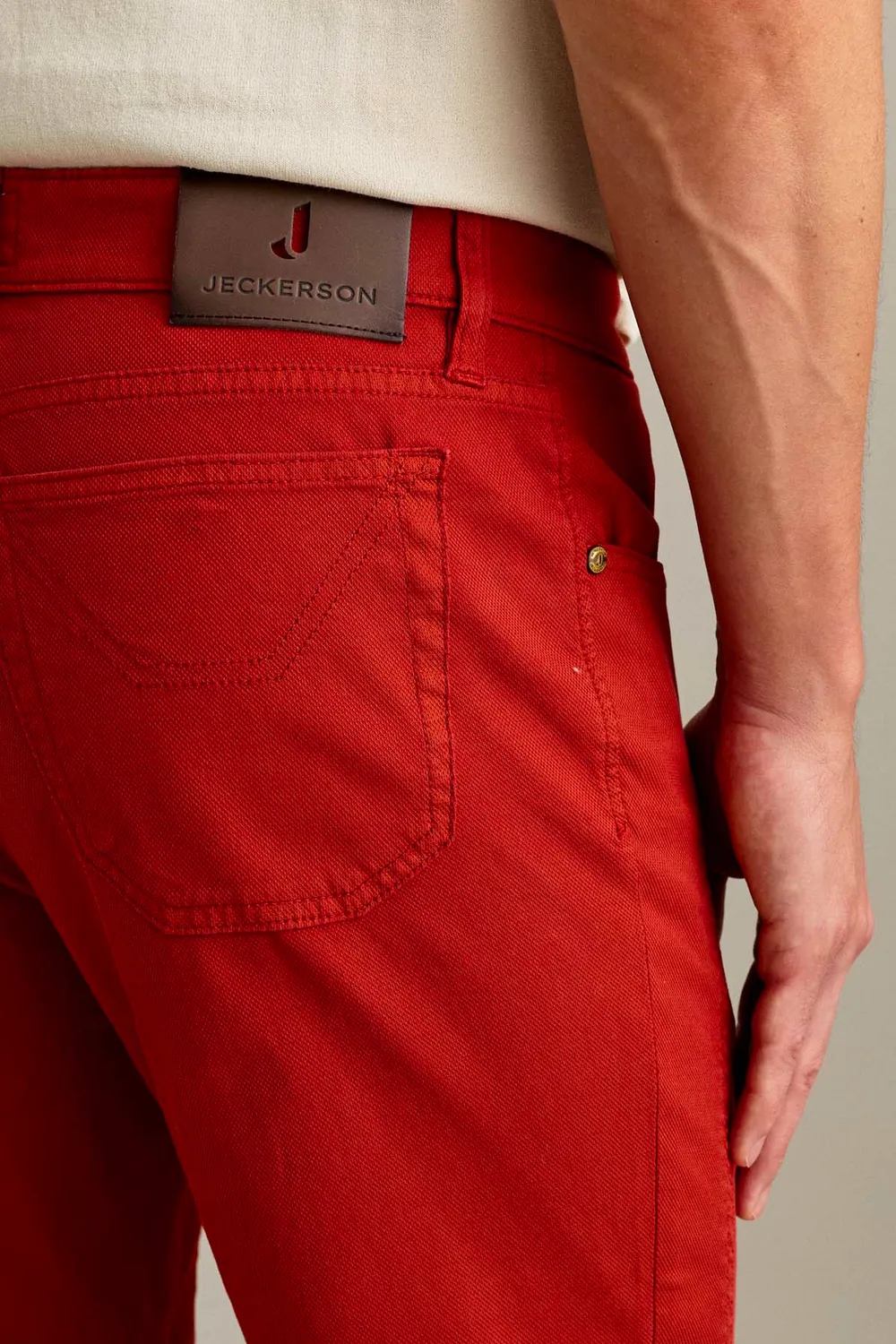 Jeckerson John Broek Donkeroranje Slim Fit Katoen