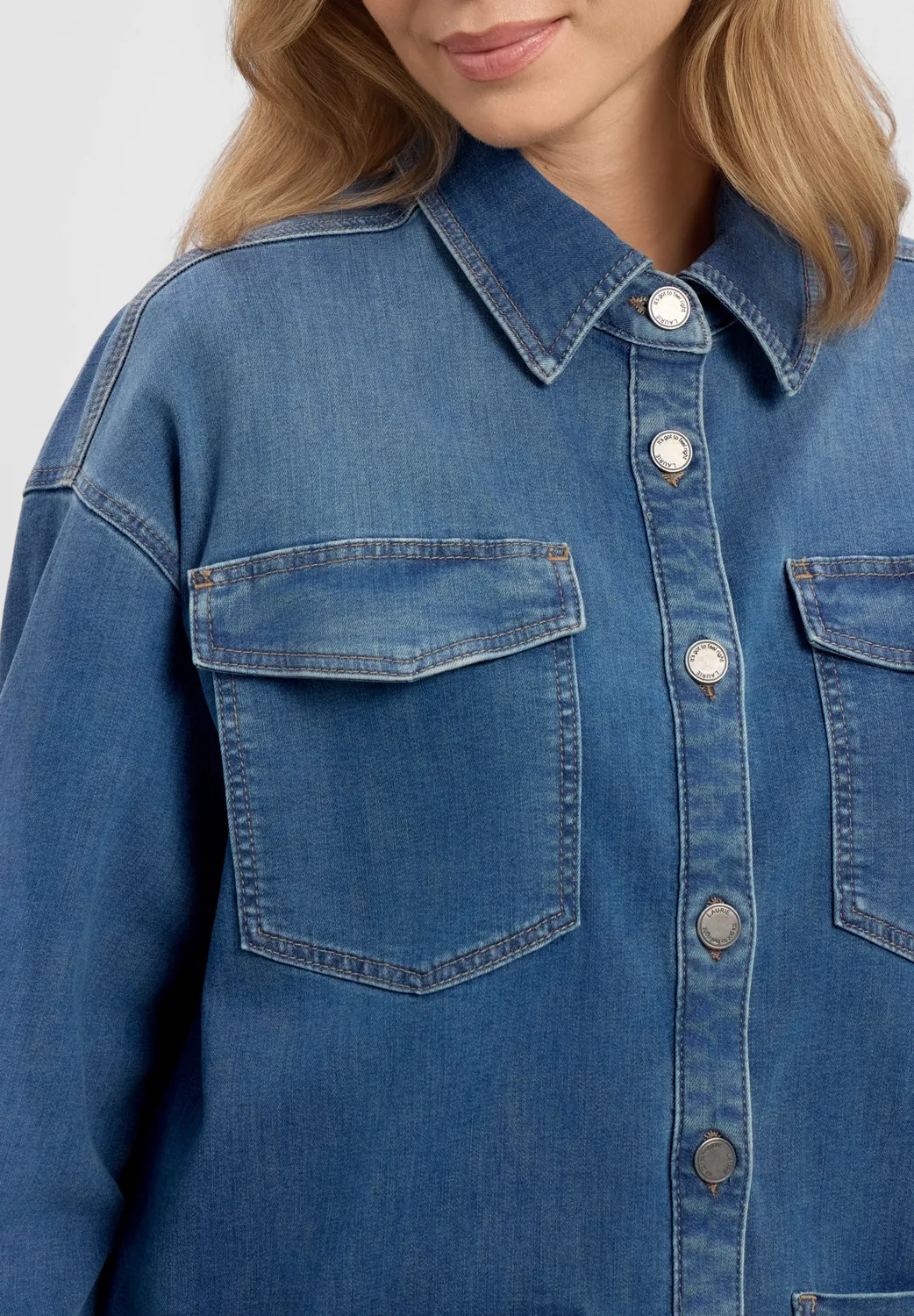 Laurie Mille Shirt Jacket LS denimjack washed blue stretch