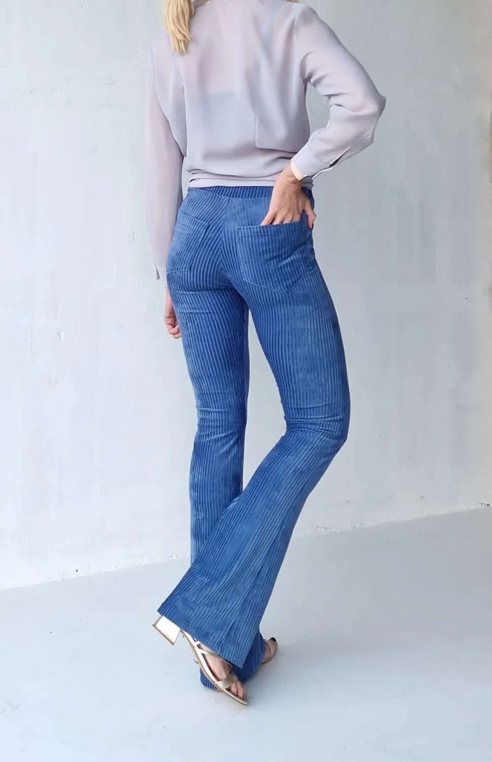 Langeleggings Flared rib broek violet tall lengte 34-36