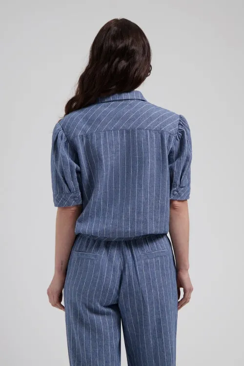 Florez Dane blouse Blue Melee effen damesblouse