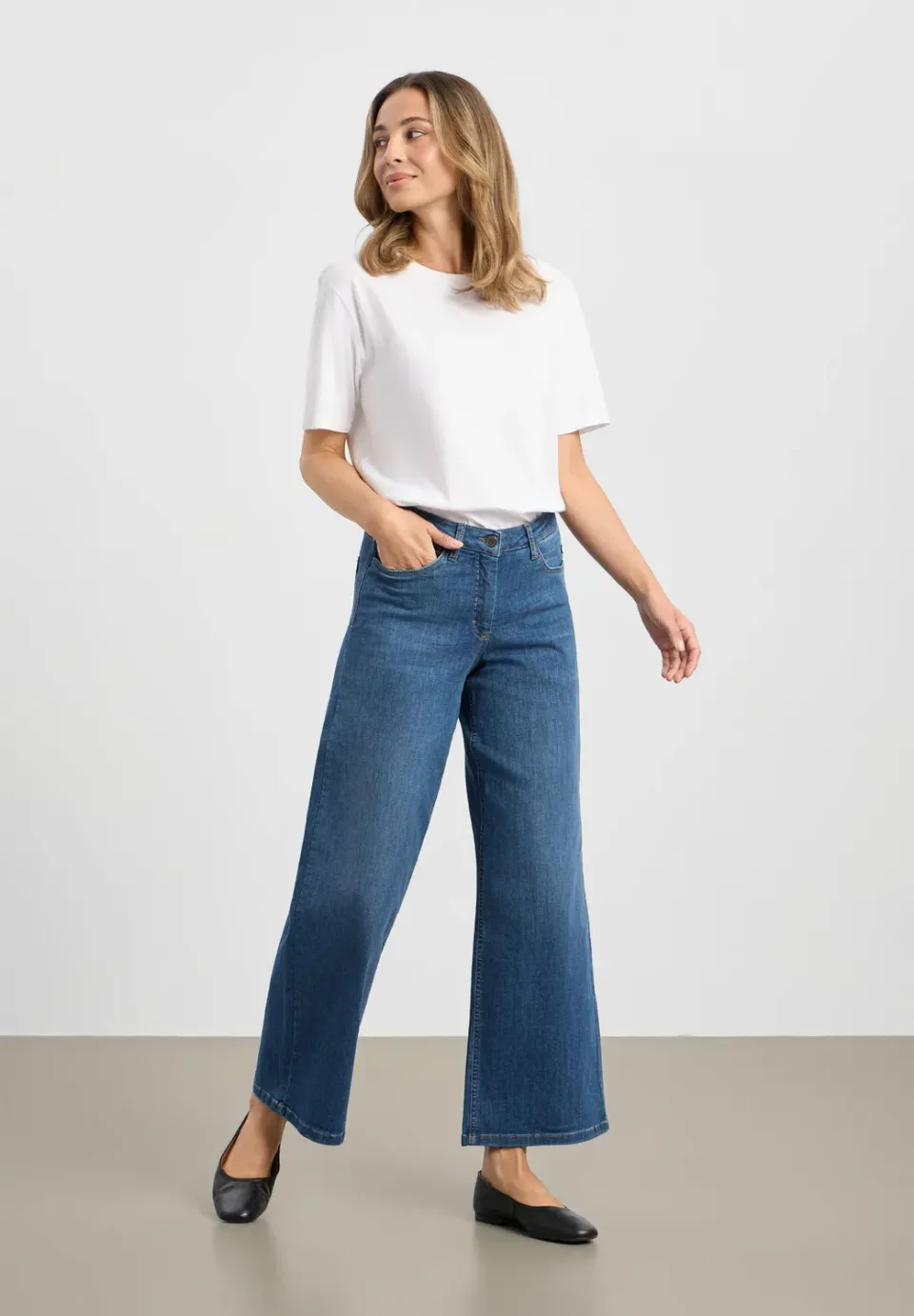 Laurie Carol Loose SL jeans Washed Blue Denim kort