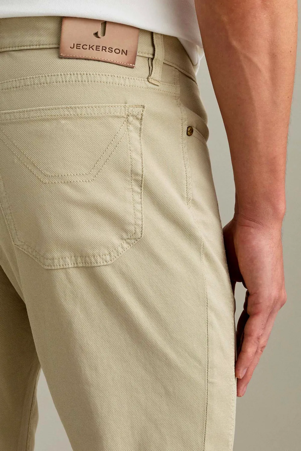 Jeckerson John slim fit broek lichtbeige katoen