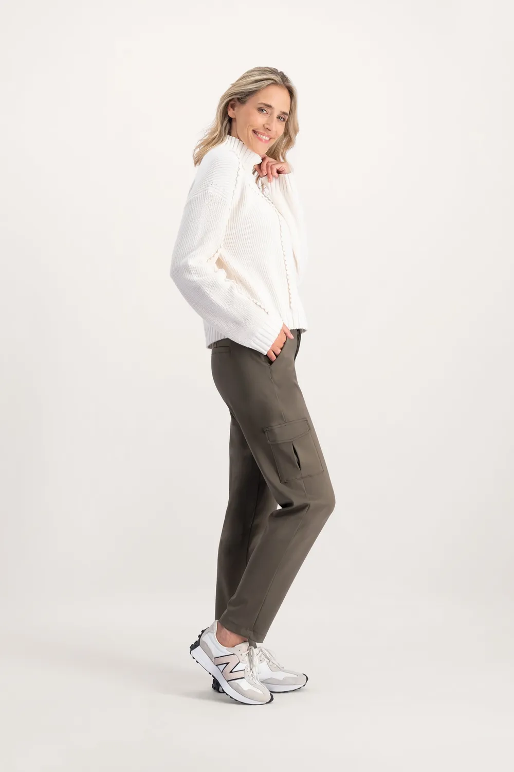 Florez Scarlett Cargo broek olijfgroen high-waist