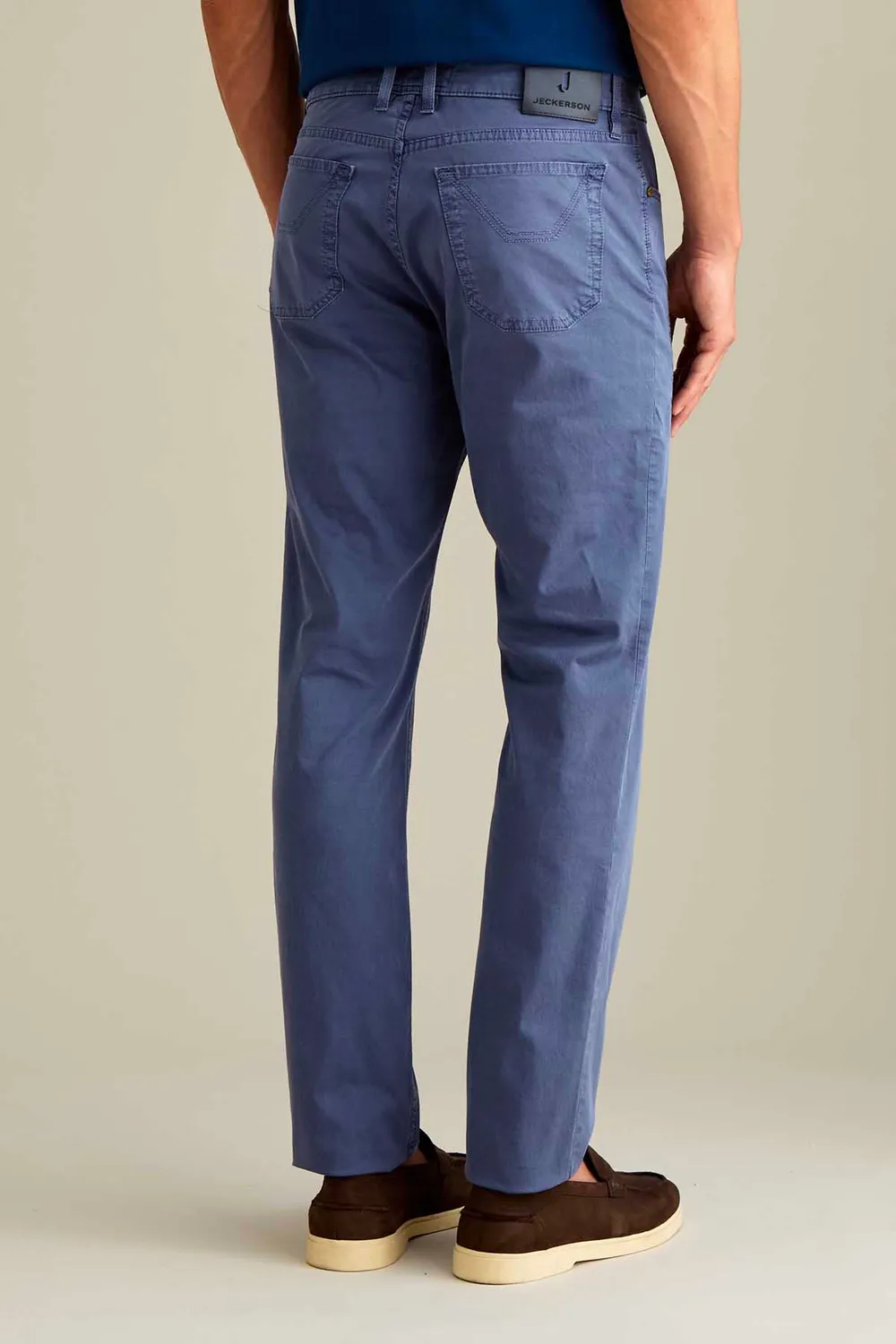 Jeckerson John slim fit broek middenblauw satijn