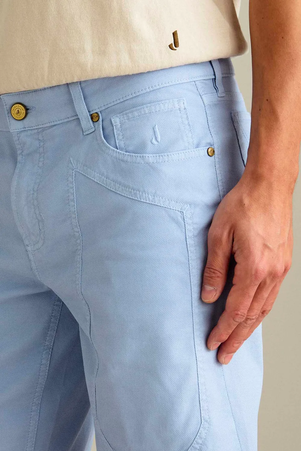 Jeckerson Jayden slim fit bermuda lichtblauw honingraat
